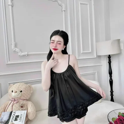 Đồ bộ quần đùi  latin áo hai dây bèo trơn