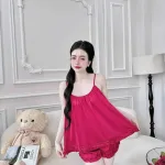 Đồ bộ quần đùi  latin áo hai dây bèo trơn