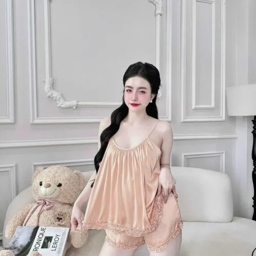 Đồ bộ quần đùi  latin áo hai dây bèo trơn