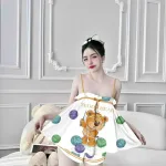 Đồ bộ quần đùi  latin áo hai dây  may nhún bèo