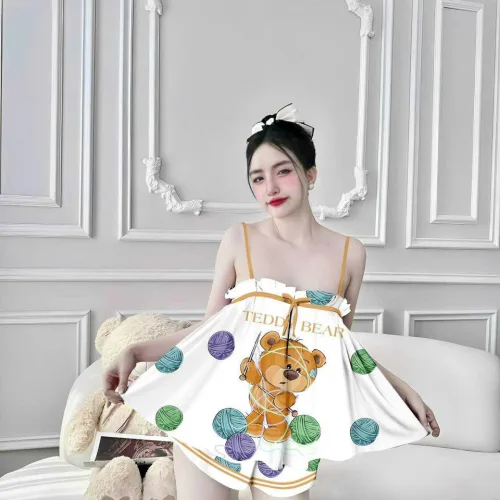 Đồ bộ quần đùi  latin áo hai dây  may nhún bèo