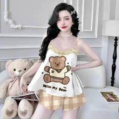 Đồ bộ quần đùi  latin áo hai dây phối ren