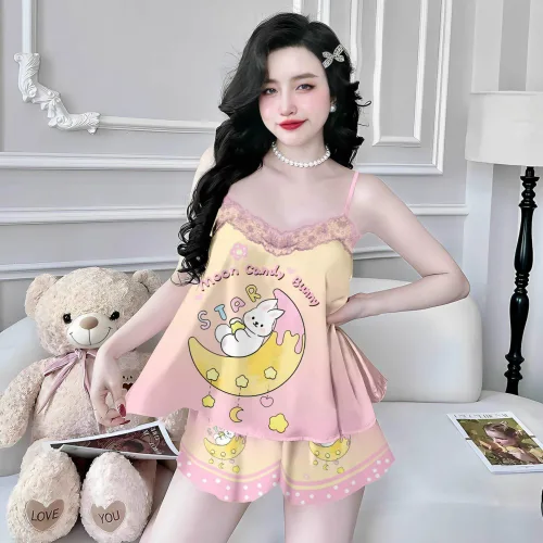 Đồ bộ quần đùi  latin áo hai dây phối ren