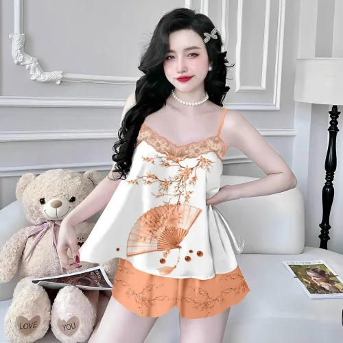 Đồ bộ quần đùi  latin áo hai dây phối ren