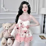 Đồ bộ quần đùi  latin áo hai dây phối ren