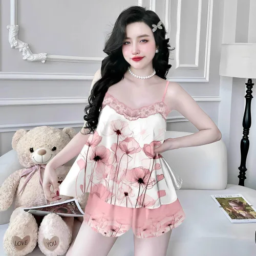 Đồ bộ quần đùi  latin áo hai dây phối ren