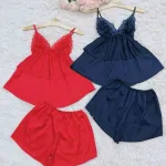 Đồ bộ quần đùi  latin áo hai dây ren ngực sexy