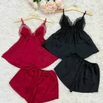 Đồ bộ quần đùi  latin áo hai dây ren ngực sexy