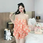 Đồ bộ quần đùi latin áo hai dây tầng in hình dể thương