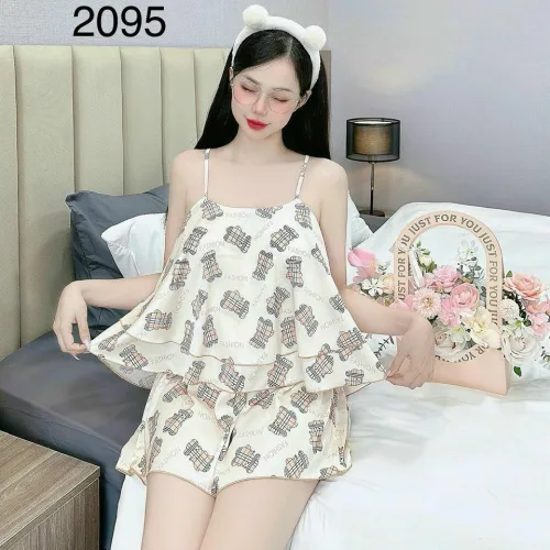 Đồ bộ quần đùi latin áo hai dây tầng siêu mát in hình