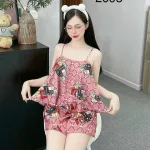 Đồ bộ quần đùi latin áo hai dây tầng siêu mát in hình