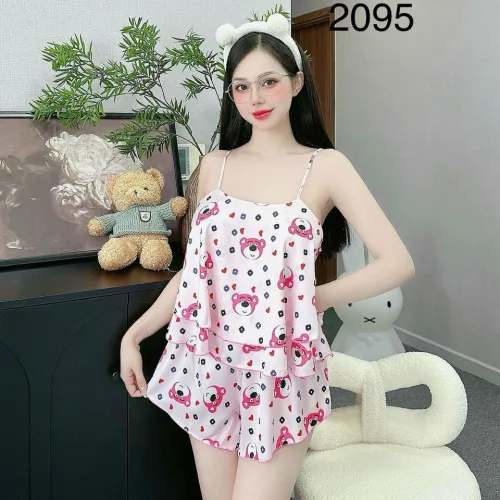 Đồ bộ quần đùi latin áo hai dây tầng siêu mát in hình