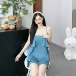 Đồ bộ quần đùi  latin áo hai dây trơn tầng