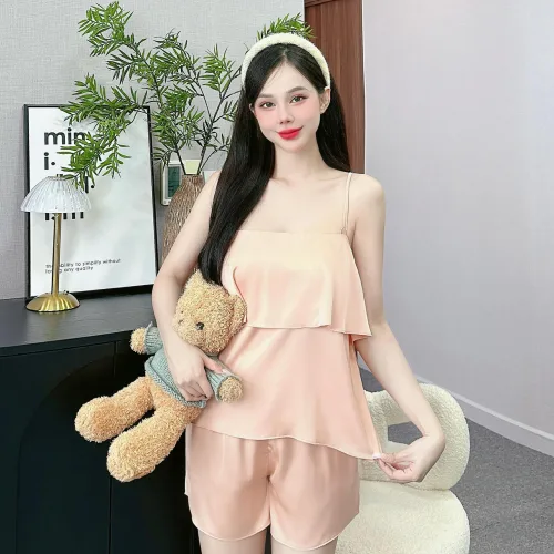 Đồ bộ quần đùi  latin áo hai dây trơn tầng
