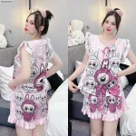 Đồ bộ quần đùi latin áo tay bèo hình labubu