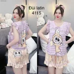 Đồ bộ quần đùi latin áo tay bèo hình labubu