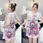 Đồ bộ quần đùi latin áo tay bèo hình labubu