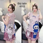 Đồ bộ quần đùi latin áo tay bèo hình labubu