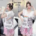 Đồ bộ quần đùi latin áo tay bèo hình labubu