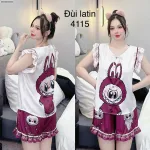 Đồ bộ quần đùi latin áo tay bèo hình labubu