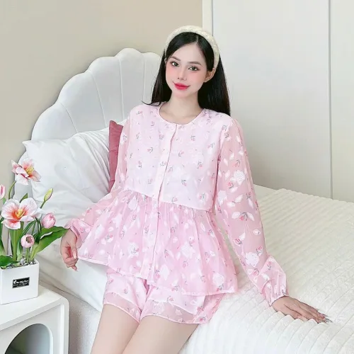 Đồ bộ quần đùi latin áo tay dài 2 lớp nhiều hoạ tiết