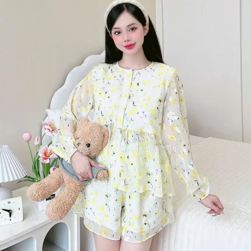 Đồ bộ quần đùi latin áo tay dài 2 lớp nhiều hoạ tiết