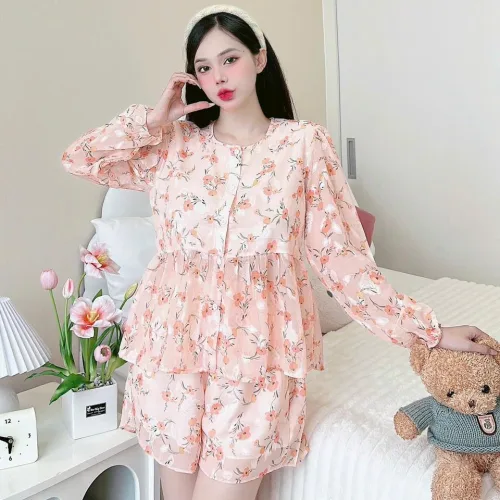 Đồ bộ quần đùi latin áo tay dài 2 lớp nhiều hoạ tiết