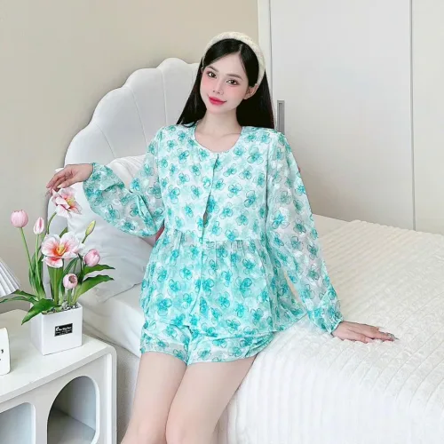 Đồ bộ quần đùi latin áo tay dài 2 lớp nhiều hoạ tiết