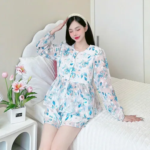 Đồ bộ quần đùi latin áo tay dài 2 lớp nhiều hoạ tiết