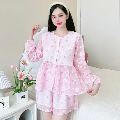 Đồ bộ quần đùi latin áo tay dài 2 lớp nhiều hoạ tiết