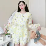 Đồ bộ quần đùi latin áo tay dài 2 lớp nhiều hoạ tiết