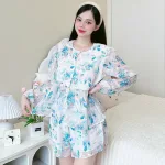 Đồ bộ quần đùi latin áo tay dài 2 lớp nhiều hoạ tiết