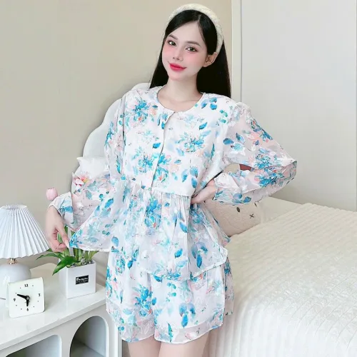 Đồ bộ quần đùi latin áo tay dài 2 lớp nhiều hoạ tiết