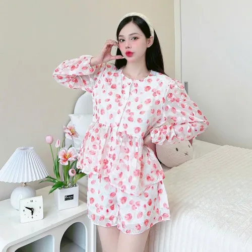 Đồ bộ quần đùi latin áo tay dài 2 lớp nhiều hoạ tiết