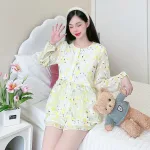 Đồ bộ quần đùi latin áo tay dài 2 lớp nhiều hoạ tiết