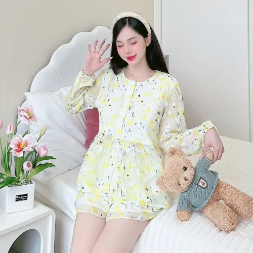Đồ bộ quần đùi latin áo tay dài 2 lớp nhiều hoạ tiết
