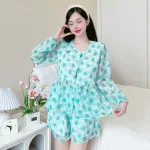 Đồ bộ quần đùi latin áo tay dài 2 lớp nhiều hoạ tiết
