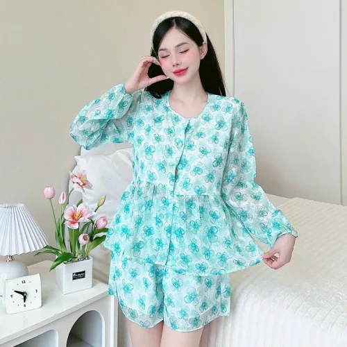 Đồ bộ quần đùi latin áo tay dài 2 lớp nhiều hoạ tiết