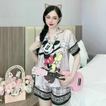 Đồ bộ quần đùi latin áo tay ngắn cổ bẻ in nhiều hình