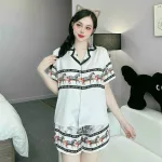Đồ bộ quần đùi latin áo tay ngắn cổ bẻ in nhiều hình