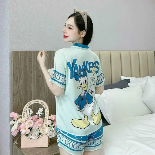 Đồ bộ quần đùi latin áo tay ngắn cổ bẻ in nhiều hình