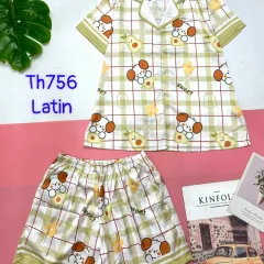 Đồ bộ quần đùi latin áo tay ngắn cổ bẻ in nhiều hình dễ thương