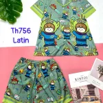 Đồ bộ quần đùi latin áo tay ngắn cổ bẻ in nhiều hình dễ thương