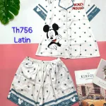 Đồ bộ quần đùi latin áo tay ngắn cổ bẻ in nhiều hình dễ thương