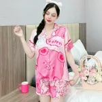 Đồ bộ quần đùi  latin áo tay ngắn cổ bẻ in nhiều hình lớn