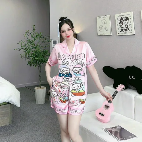 Đồ bộ quần đùi latin áo tay ngắn pijama hình labubu