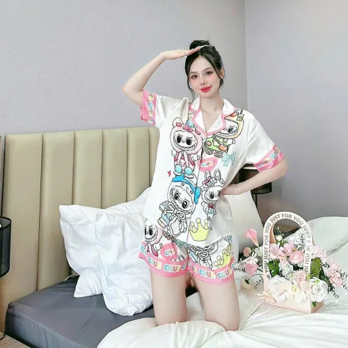 Đồ bộ quần đùi latin áo tay ngắn pijama hình labubu