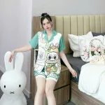 Đồ bộ quần đùi latin áo tay ngắn pijama hình labubu