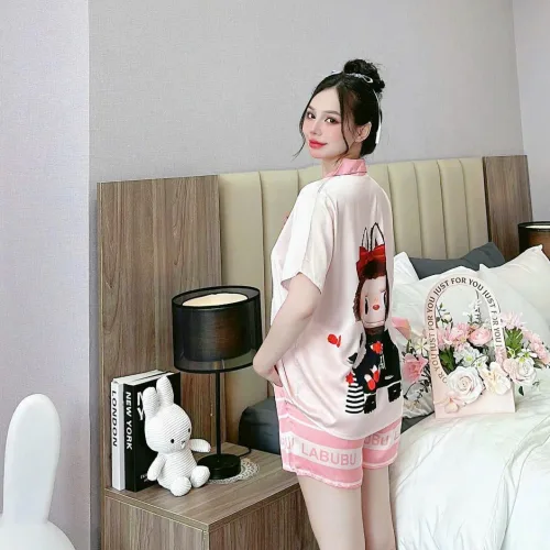 Đồ bộ quần đùi latin áo tay ngắn pijama hình labubu