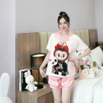 Đồ bộ quần đùi latin áo tay ngắn pijama hình labubu